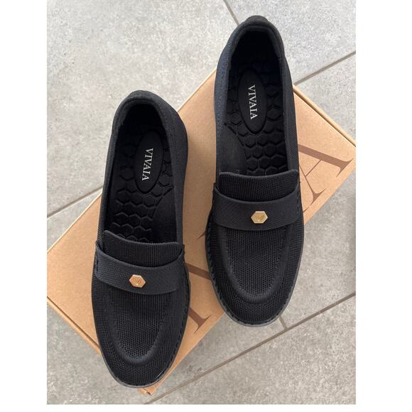 Vivaia Round-Toe Black Platform Chunky Heel Loafers (Francesca) Women Size 9 - Picture 7 of 8